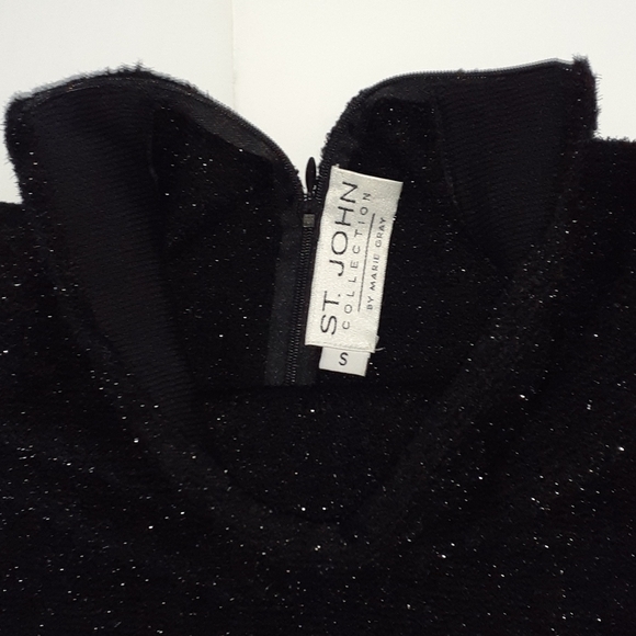 ST. JOHN COLLECTION By Marie Gray Wool Evening Sparkle Black Knit Shell Top S - Picture 7 of 16